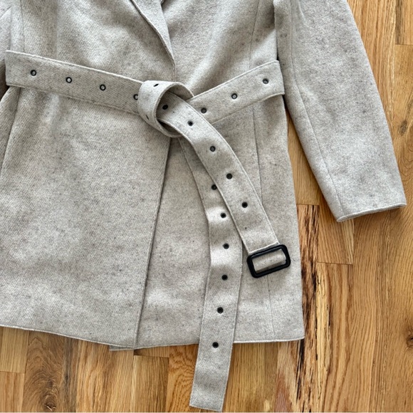 The Row Wool Cashmere Tan Belted Coat with Ostrich Trim – Size S – Made in USA - Picture 2 of 10